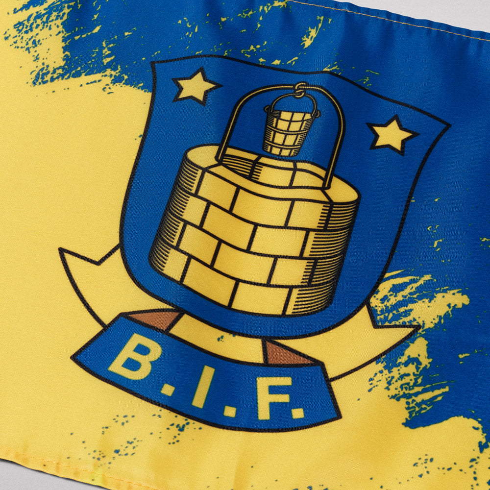 Brøndby Flag - 30x45cm Gul/Blå m. Logo