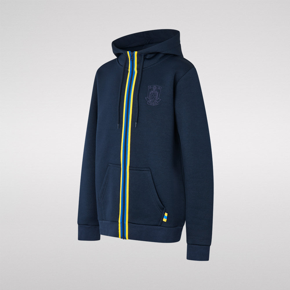 Hættetrøje m. lynlås Navy m. Striber Børn