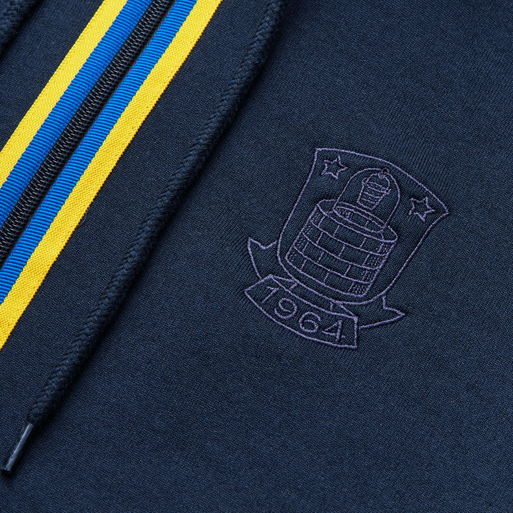 Hættetrøje m. lynlås Navy m. Striber Børn