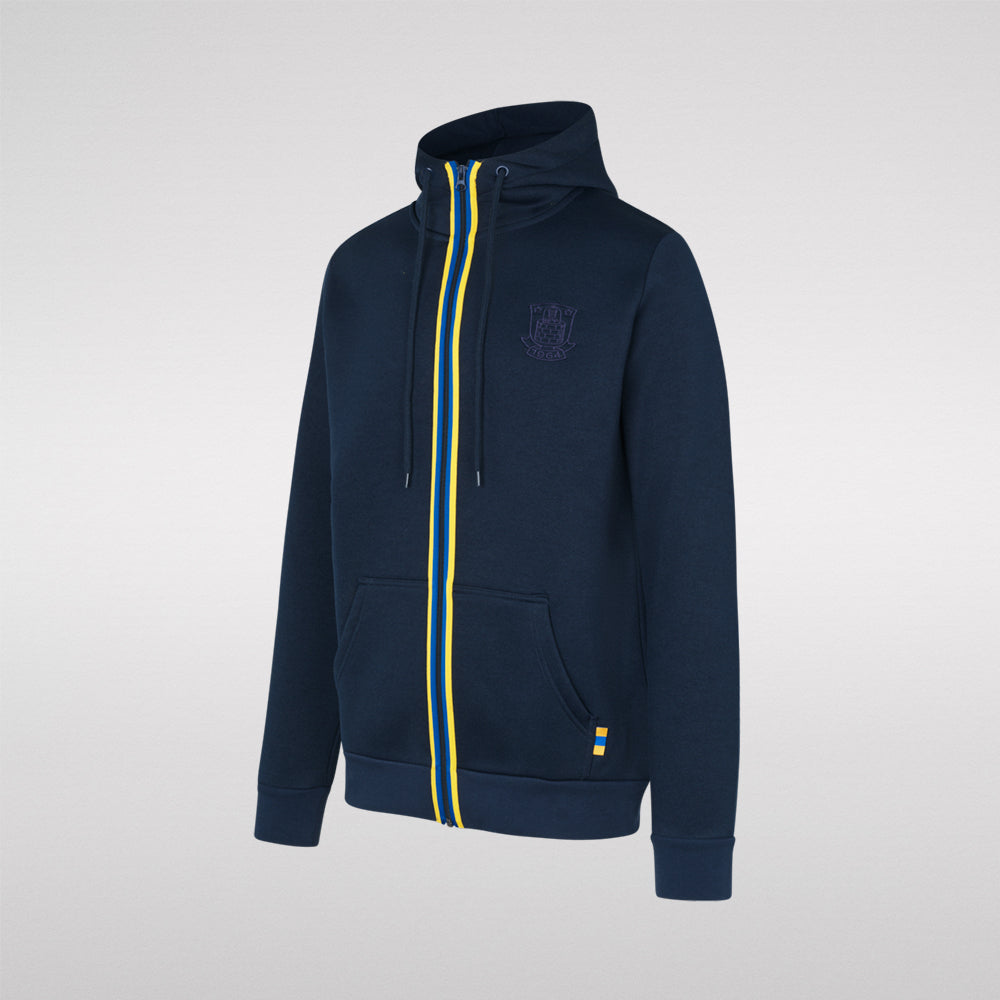 Hættetrøje m. lynlås Navy m. Striber