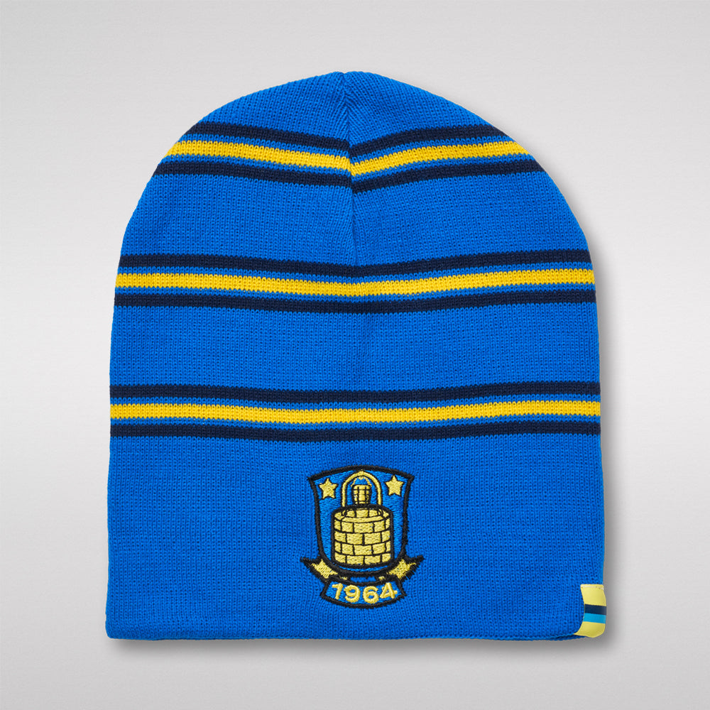 Hue – Blå m. gul/blå/navy Striber m. logo