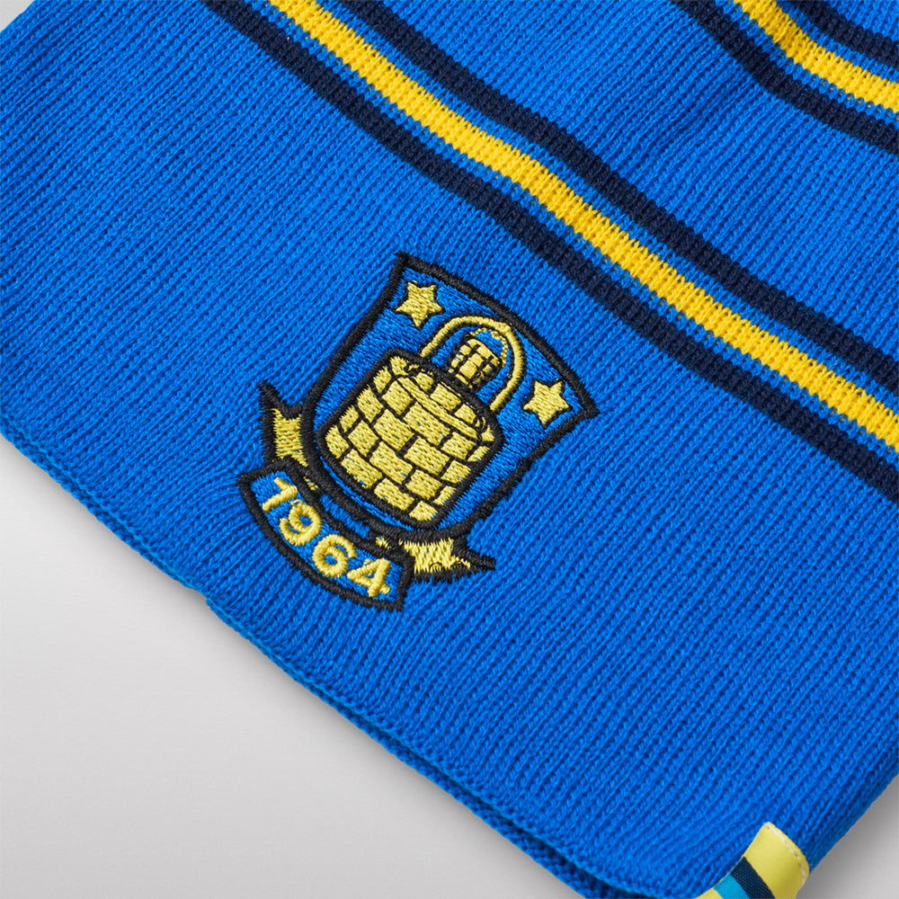 Hue – Blå m. gul/blå/navy Striber m. logo