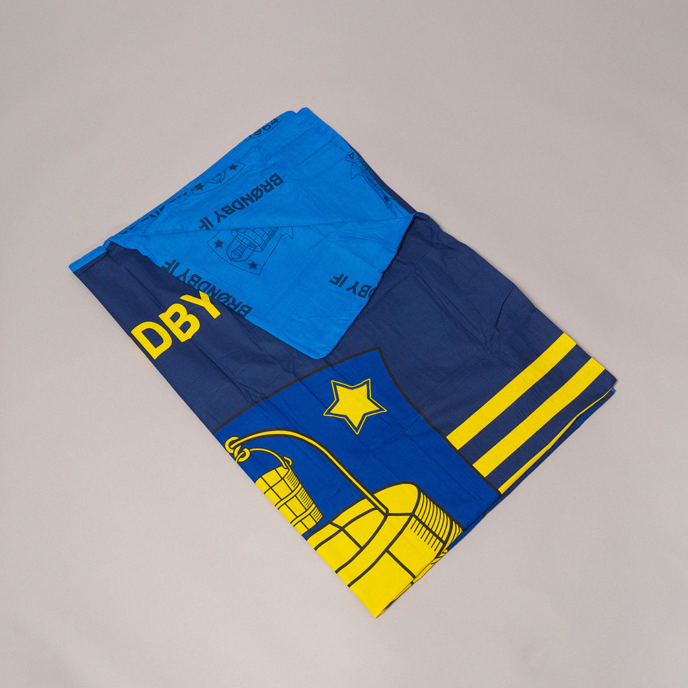 Brøndby Sengesæt Navy/Gul striber med logo 140x200 cm