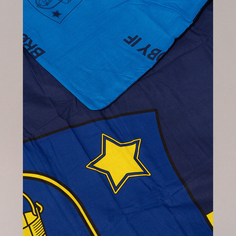 Brøndby Sengesæt Navy/Gul striber med logo 140x200 cm