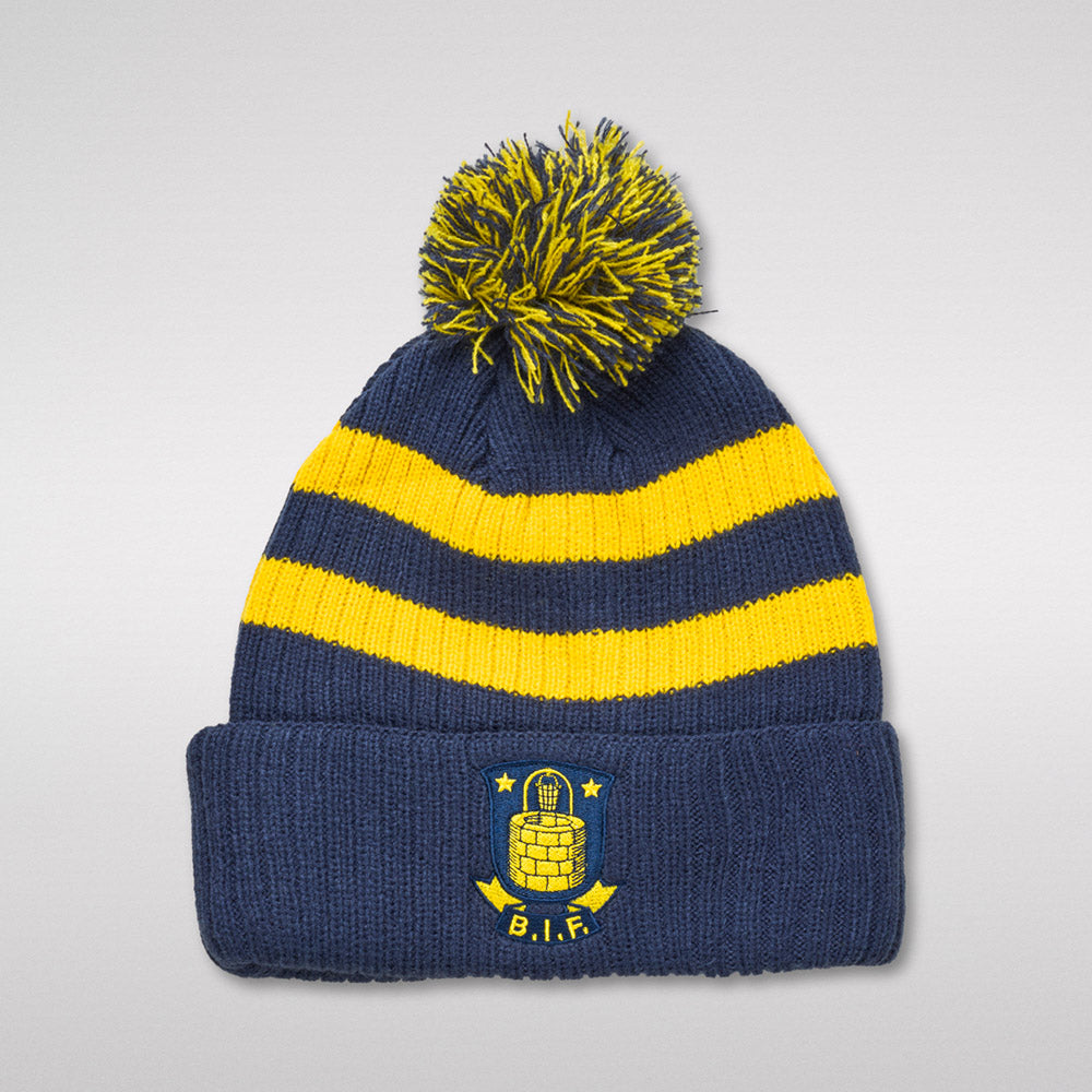 Tophue - Navy med gul striber / BIF logo