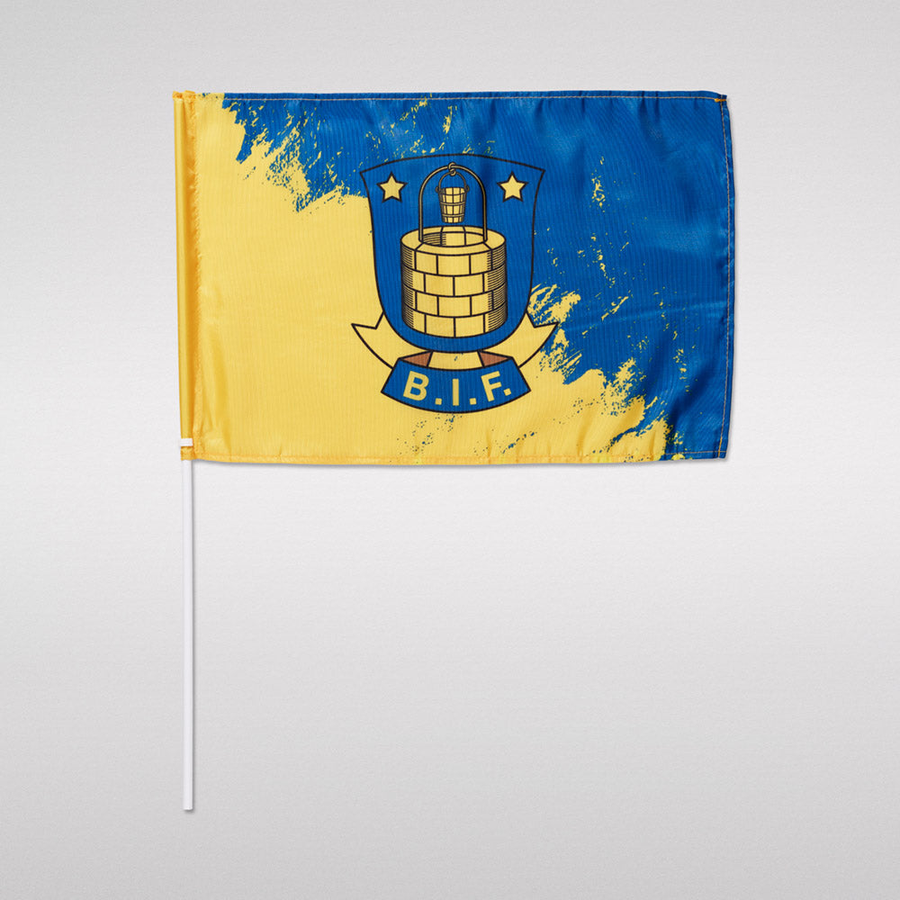 Brøndby Flag - 30x45cm Gul/Blå m. Logo