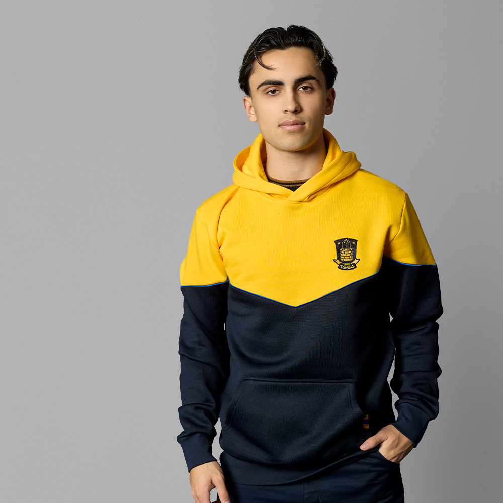 Hættetrøje Gul/Navy med Logo