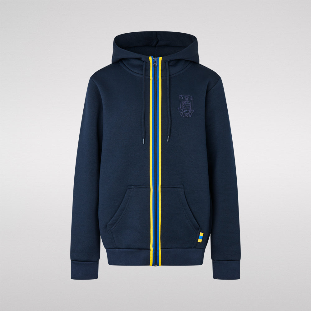 Hættetrøje m. lynlås Navy m. Striber Børn