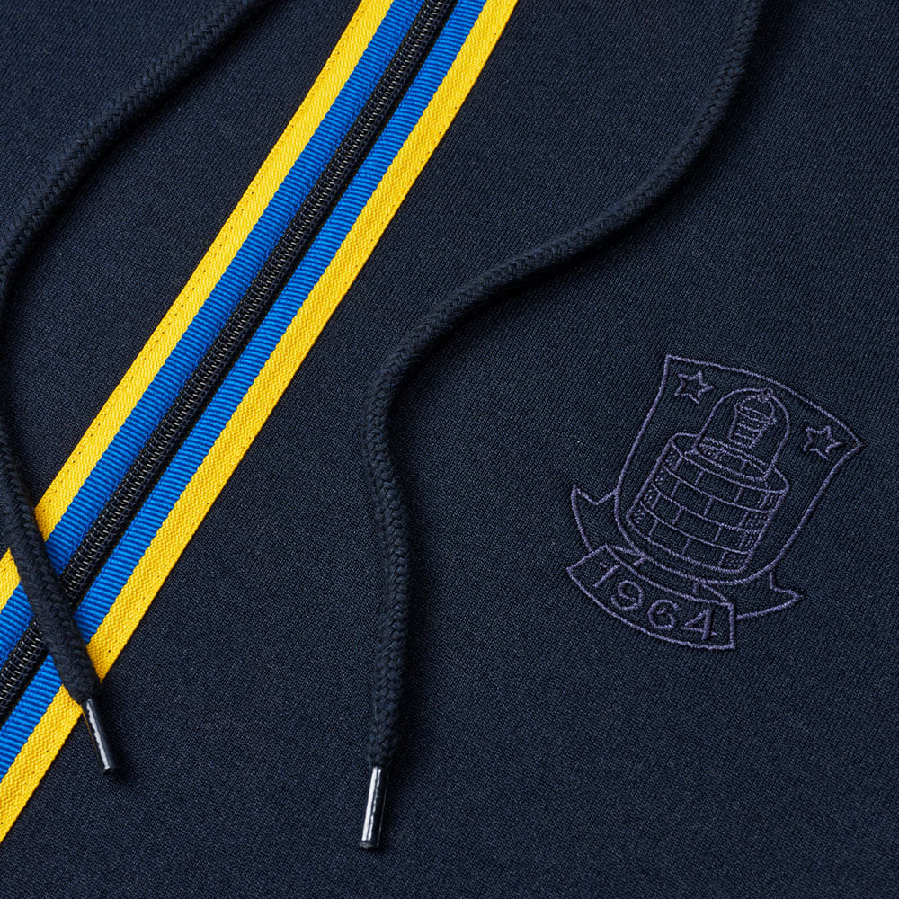 Hættetrøje m. lynlås Navy m. Striber