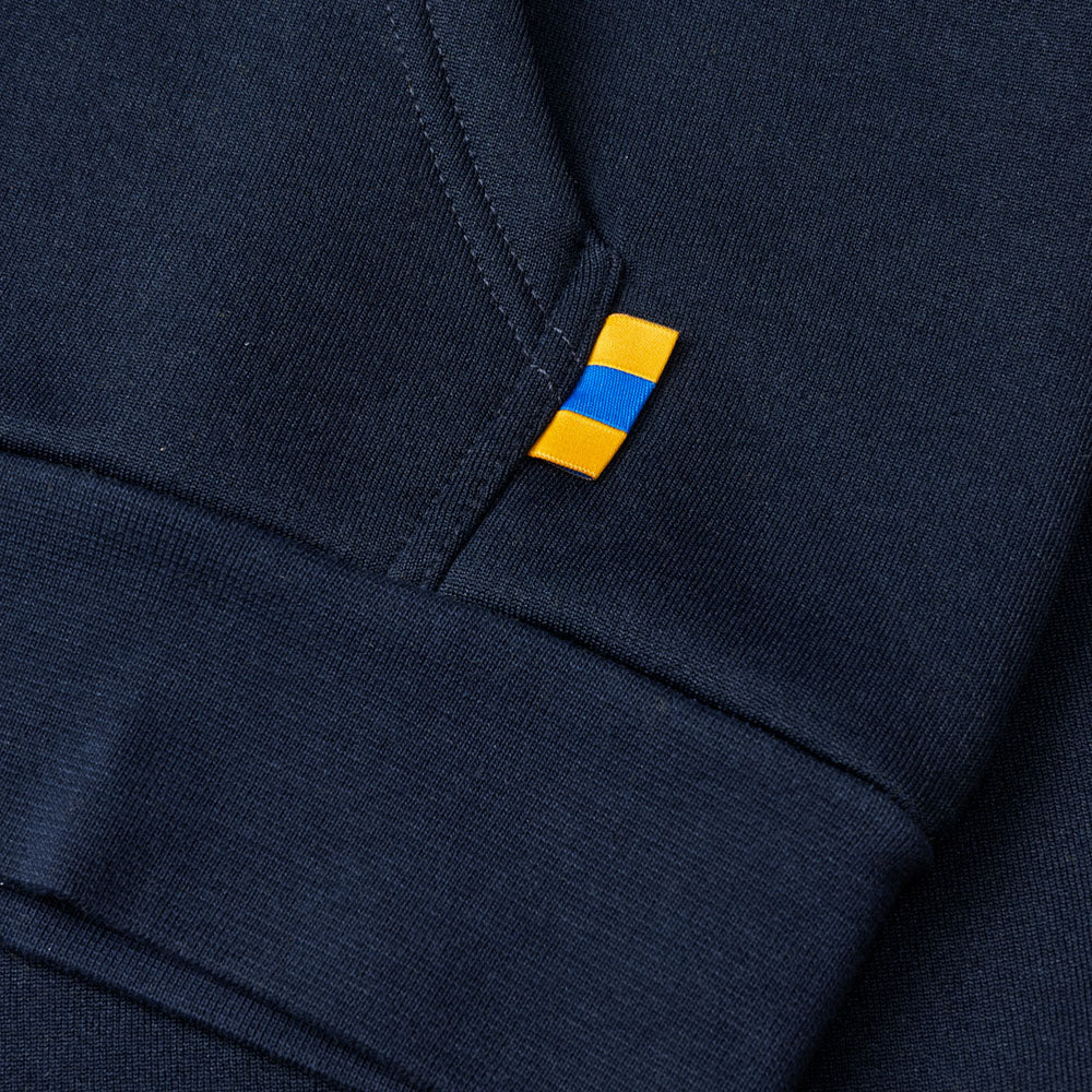 Hættetrøje m. lynlås Navy m. Striber