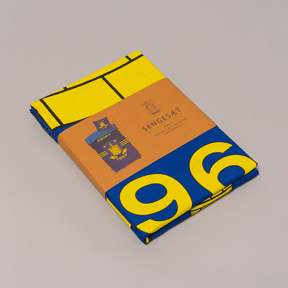 Brøndby Sengesæt Navy/Gul striber med logo 140x200 cm