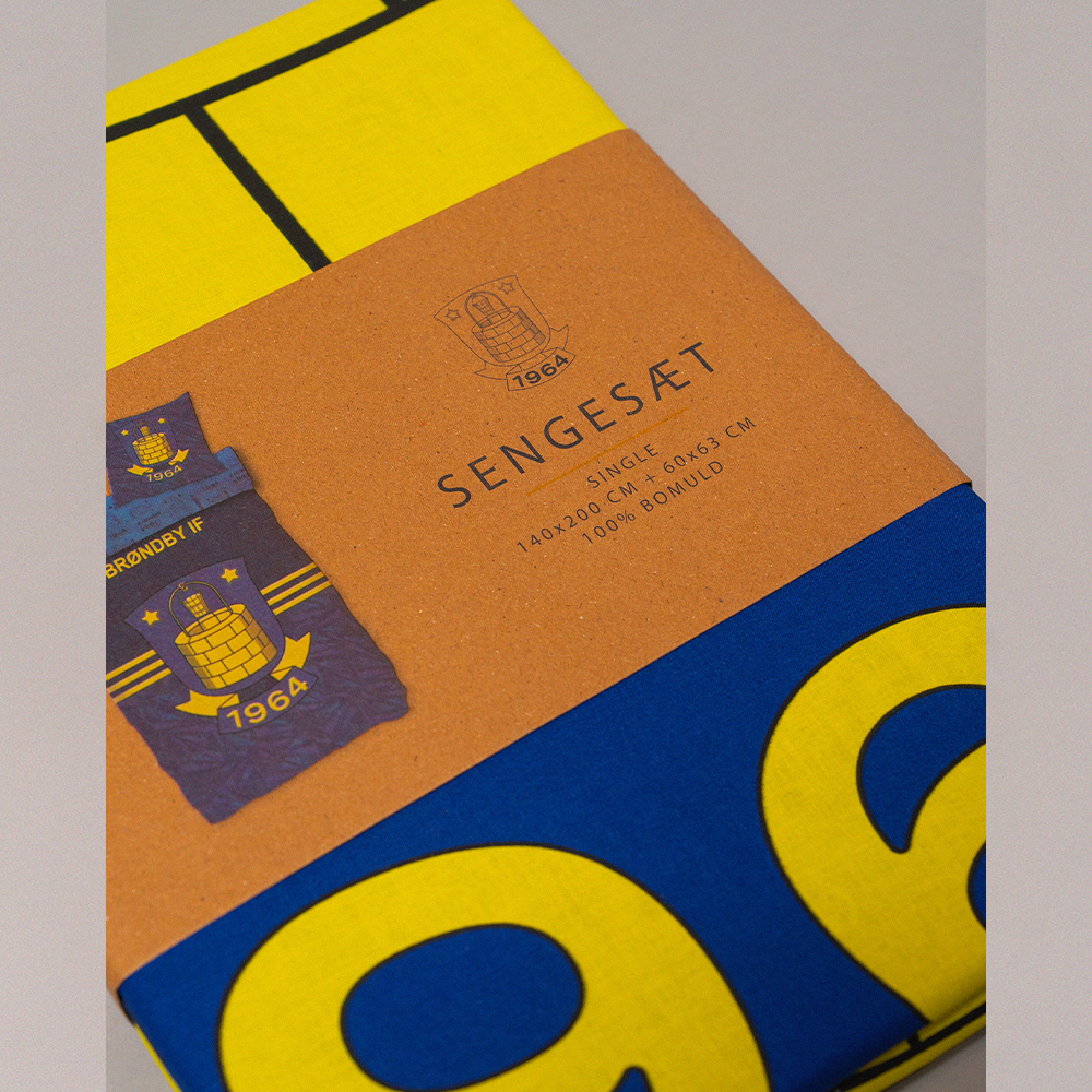 Brøndby Sengesæt Navy/Gul striber med logo 140x200 cm