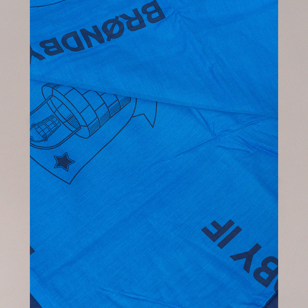 Brøndby Sengesæt Navy/Gul striber med logo 140x200 cm