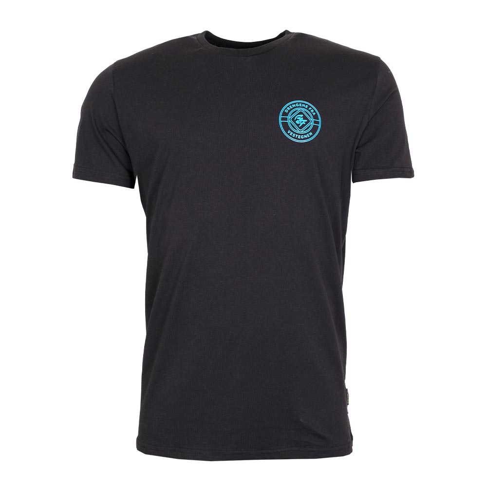 T-shirt Sort med cyan badge – Brøndby Shoppen